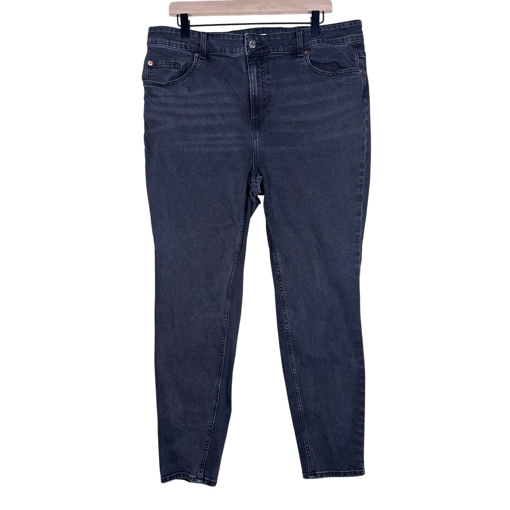 HM Womens High Waisted Skinny Jeans Faded Black Size 18 Tapered‎ Leg Denim
